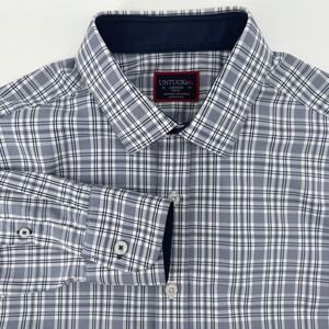 UNTUCKit Armand Performance Slim Fit Plaid Button Down Shirt Men's M Navy Blue